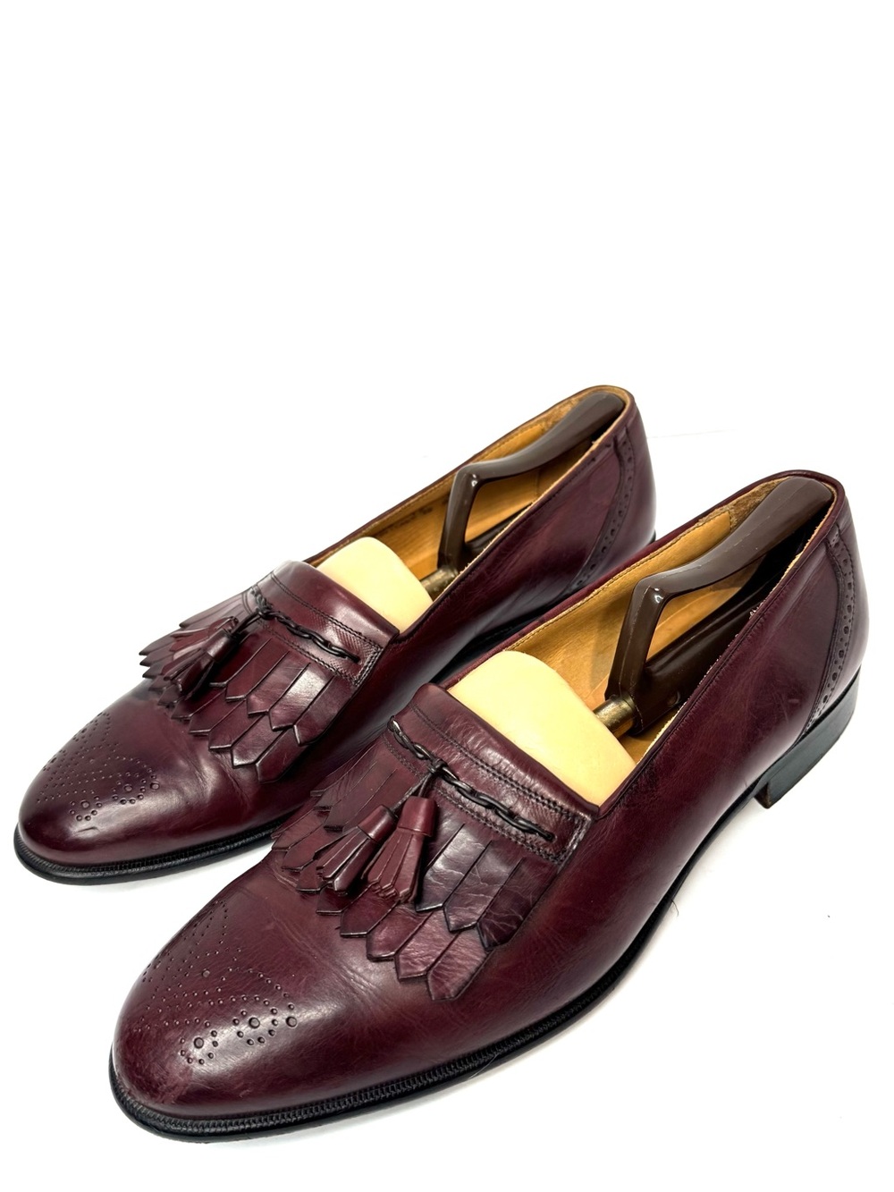 Bostonian Classics 28308 Mens 12M Burgundy Oxblood Tassel Kiltie Loafers Italy